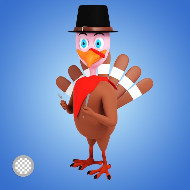 PSD happy thanksgiving hungriger truthahn 3d-illustration