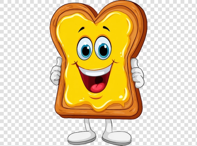 Happy toast cartoon character giving thumbs up Isolated on Transparent Background Png Cut Out