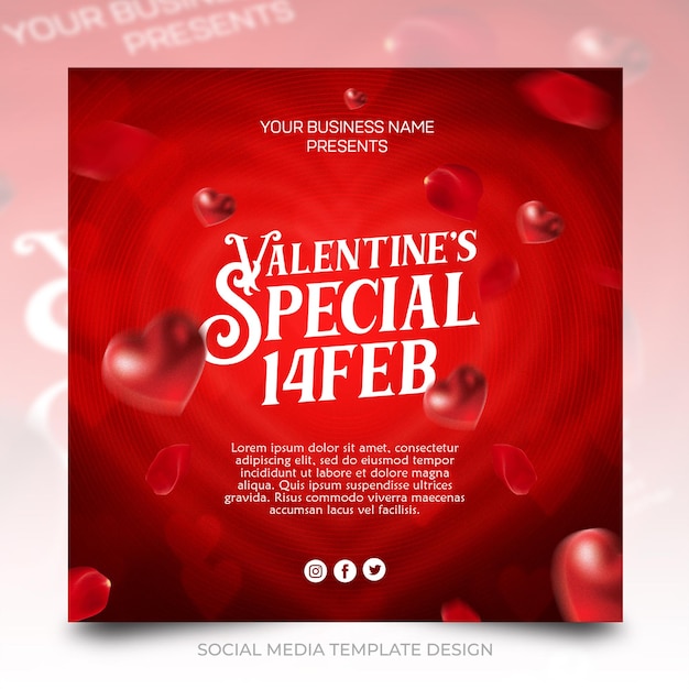 Happy Valentine's Day Instagram o modello di post sui social media