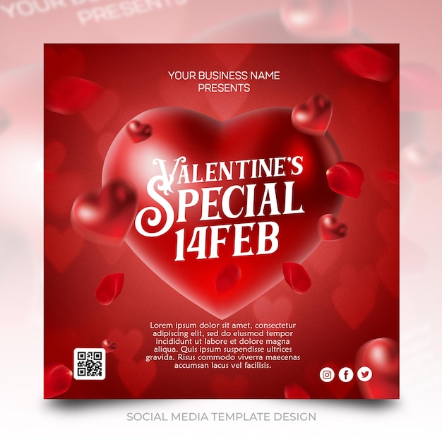 Happy Valentine's Day Instagram o modello di post sui social media