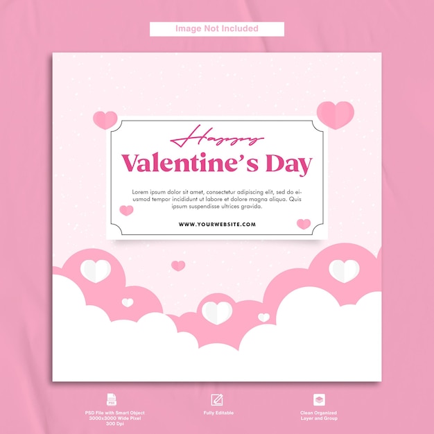 Happy Valentines Day Greeting Post Modèle De Publication Instagram Minimaliste Design Plat