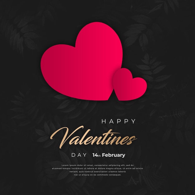 Happy valentines day premium post mit goldenem text und dunklem hintergrund