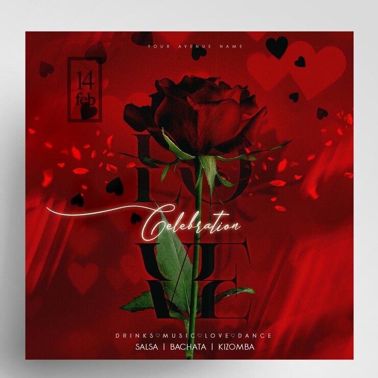 PSD happy valentines love celebration instagram flyer design