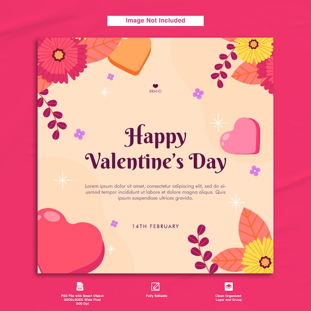 Happy Valentinstag Grußkarte Instagram Post Template Design