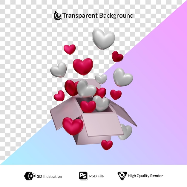 Happy Valentinstag Liebe in der Box 3D-Illustration