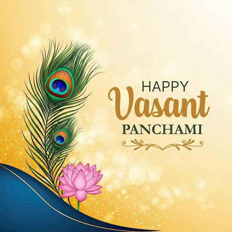 PSD happy vasant panchami greeting card e post maa saraswati pooja con testo e sfondo di sitar