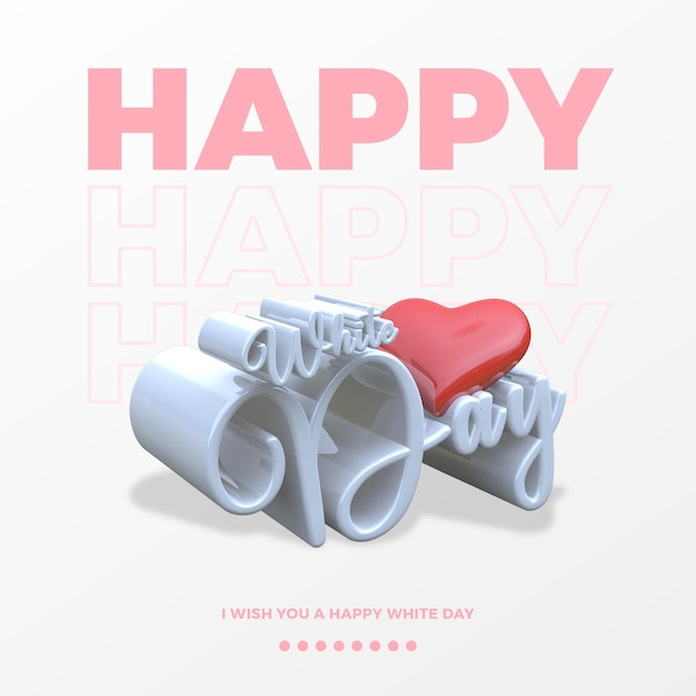 Happy White Day Heart Red Flyer Template Social Media Post Instagram Facebook
