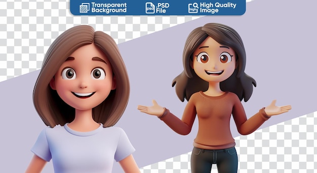 Happy Woman Un semplice personaggio di cartone animato 3D riprodotto in primo piano e con tutto il corpo