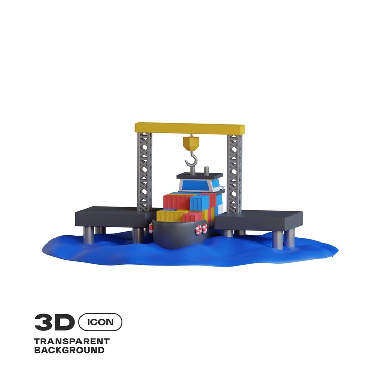 PSD harbour 3d icon png template