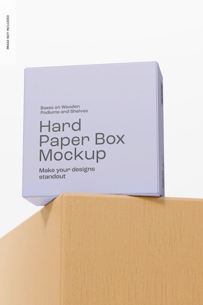 Hard paper box mockup, niedriger blickwinkel
