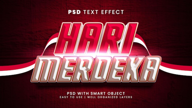 Hari merdeka 3d bearbeitbarer texteffekt spezieller indonesischer unabhängigkeitstag