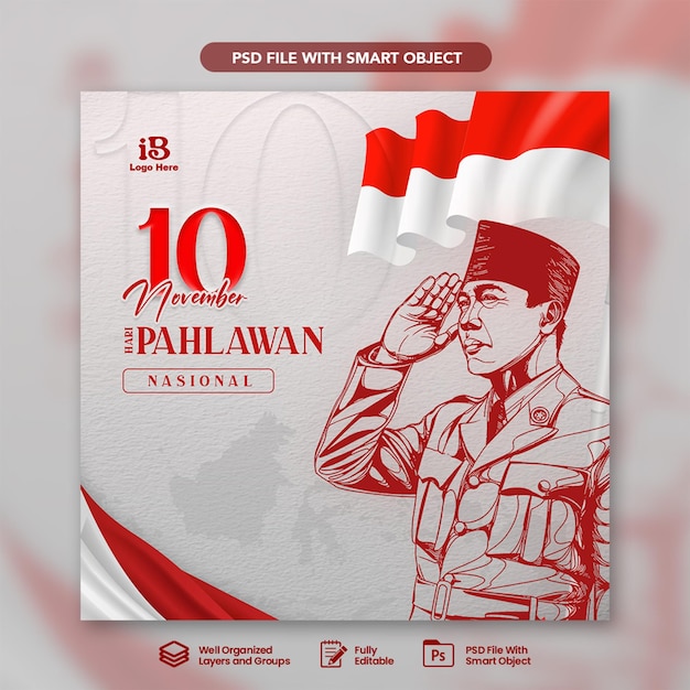 Hari Pahlawan Nasional Salamat Traduzione Buon giorno agli eroi nazionali indonesiani