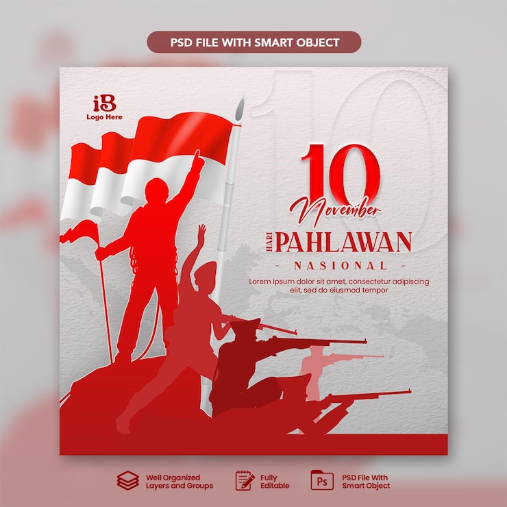 PSD hari pahlawan nasional significa giornata nazionale degli eroi in indonesia