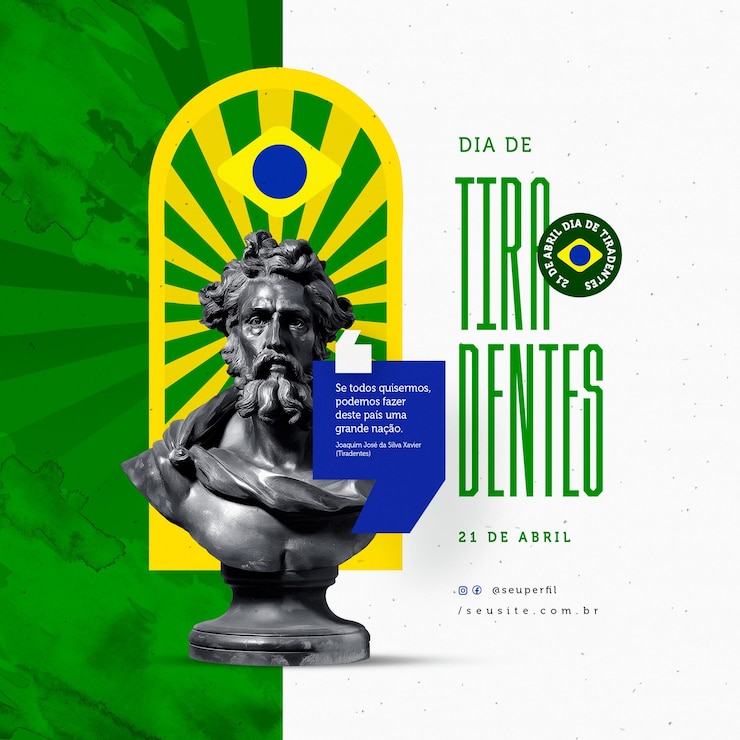 PSD hari tiradentes, seseorang di brazil 21 april, templat psd postingan media sosial