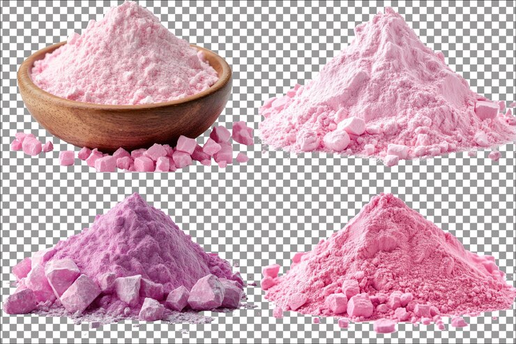 Harina rosa suave y pastel altamente detallada hiperrealista aislado PNG con fondo transparente claro