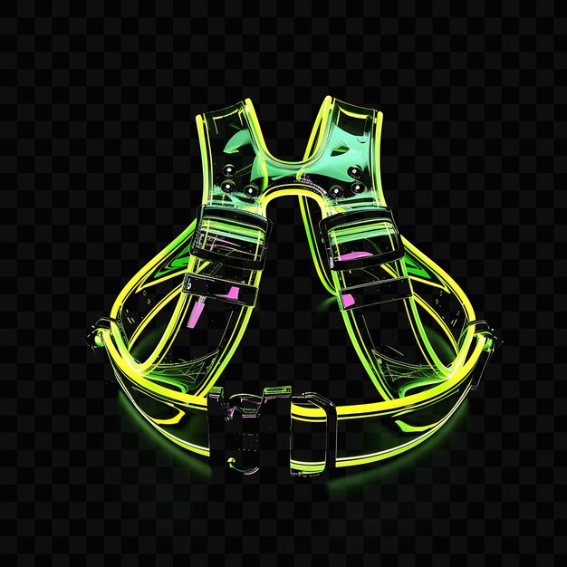 PSD harness agudo con un cierre de hebilla y un aspecto audaz hecho con objeto brillante y2k neon art design