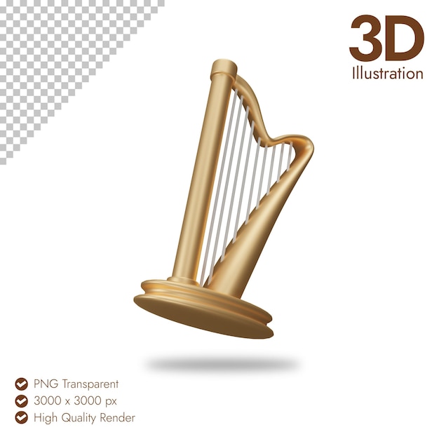 La harpe dorée 3D