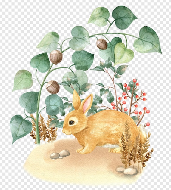 Hase wild psd geschichtete transparente Aquarellillustration