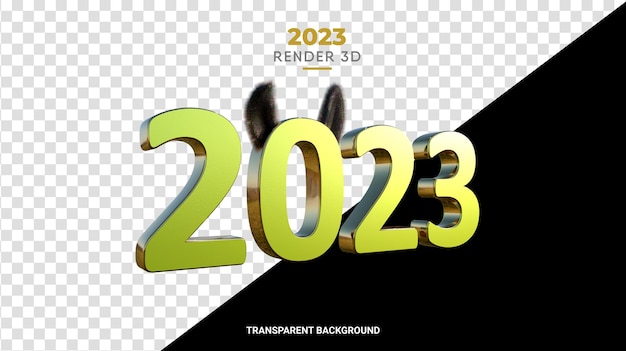 PSD hasenohren 2023 3d-goldtextur in hoher qualität
