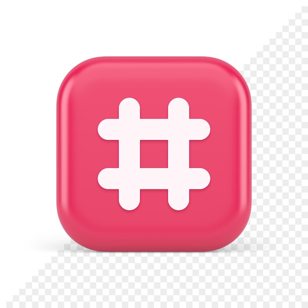 Hashtag botón red social medios comunicación símbolo internet mensaje clave 3d icono