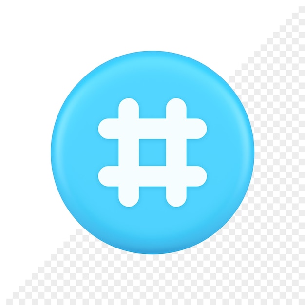 Hashtag botón red social medios comunicación símbolo internet mensaje clave 3d icono