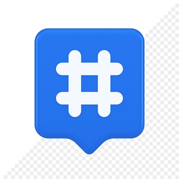 Hashtag bouton réseau social médias communication symbole internet message clé 3d bulle icône