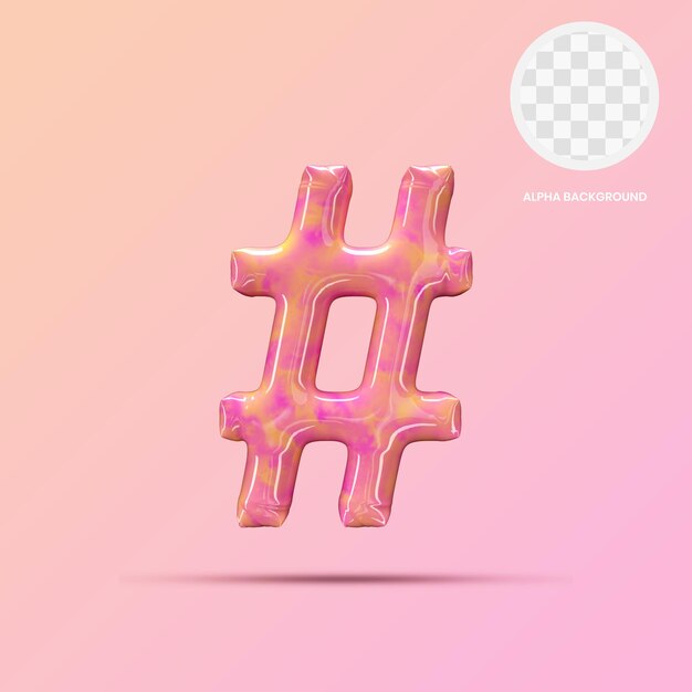 PSD hashtag lollipop 3d-rendering