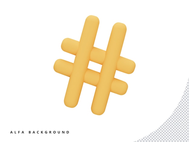 PSD hashtag-markierung mit 3d-vektorsymbol cartoon minimalen stil