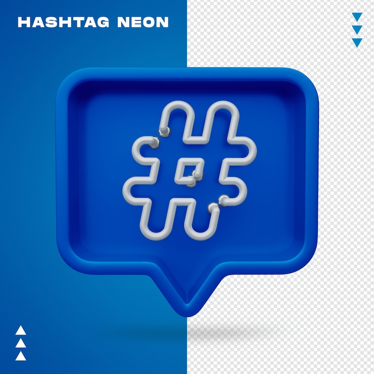 PSD hashtag neon 3d realista