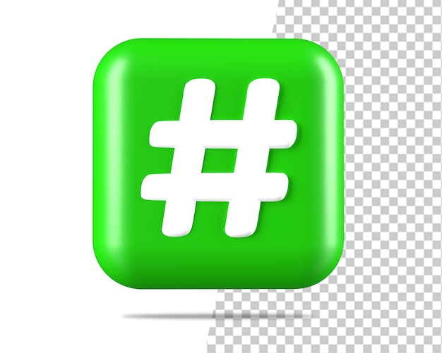 Hashtag signo verde icono 3d