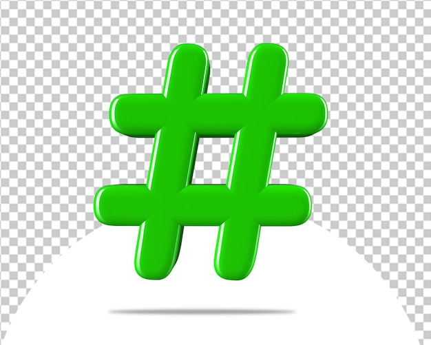 Hashtag signo verde icono 3d