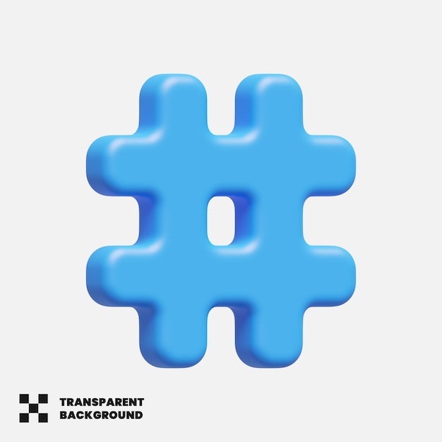 PSD hashtag-social-media-symbol in 3d-render