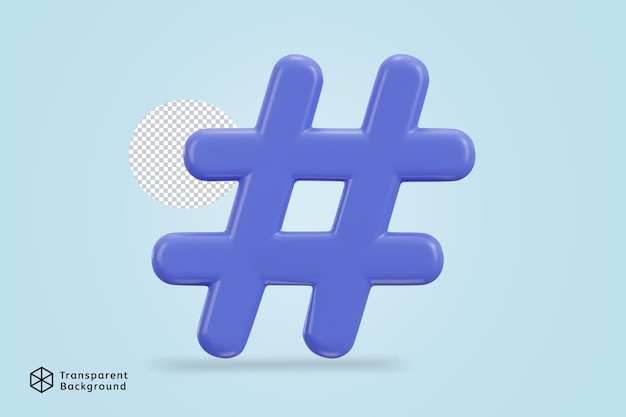 Hashtag-Symbol 3D-Rendering-Vektorillustration