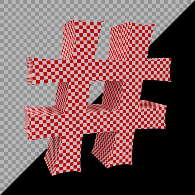 Hashtag-Symbol in 3D-Rendering