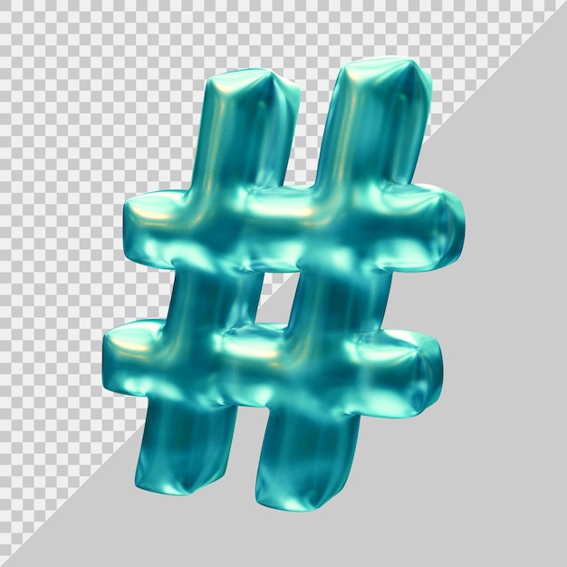 Hashtag-symbol in 3d-rendering