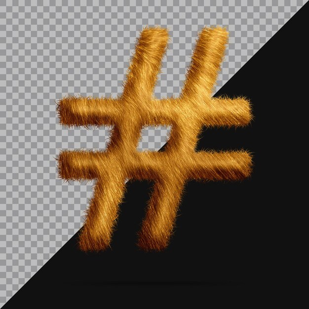 PSD hashtag-symbol mit realistischem 3d-fell