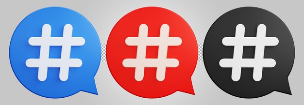 Hashtag symbol social media bubble chat 3d render