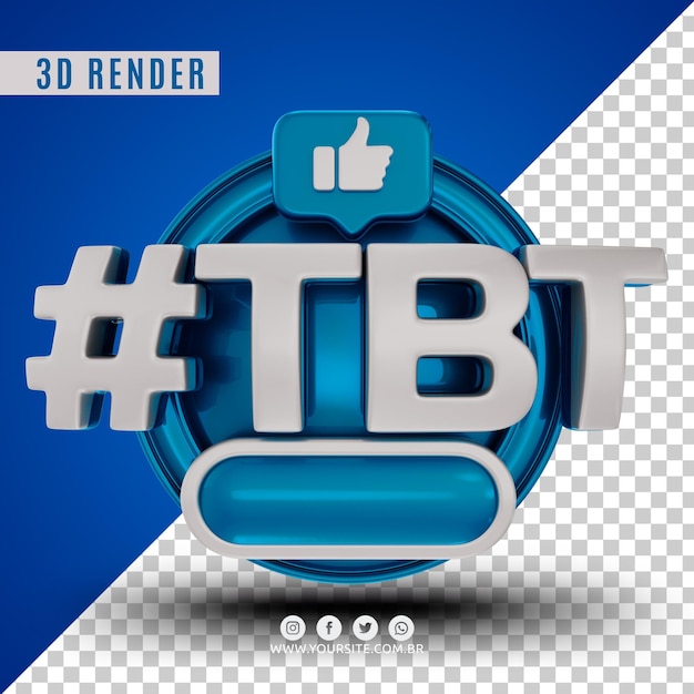 PSD hashtag tbt logotipo 3d para empresas