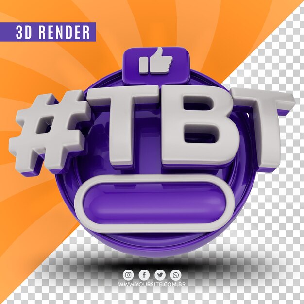 PSD hashtag tbt logotipo 3d para empresas