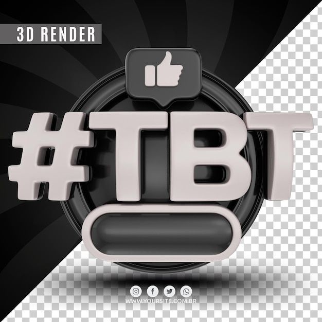 PSD hashtag tbt logotipo 3d para empresas