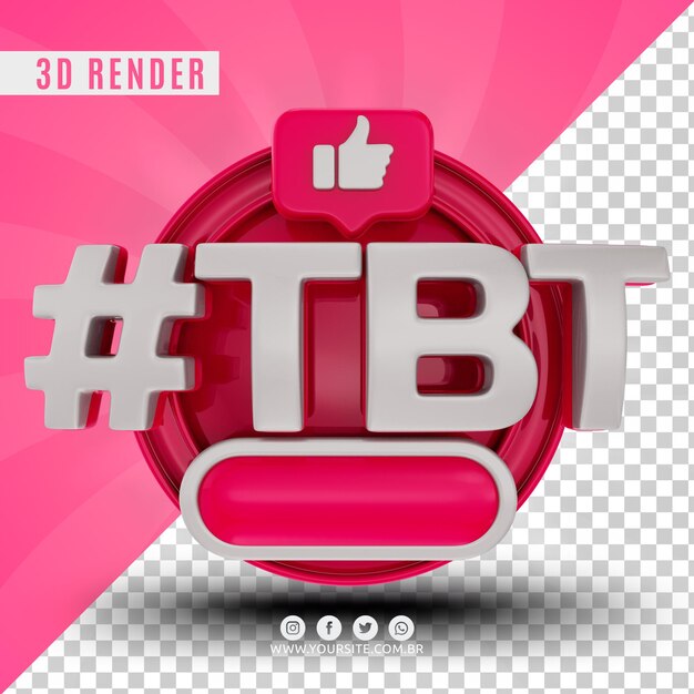 PSD hashtag tbt logotipo 3d para empresas