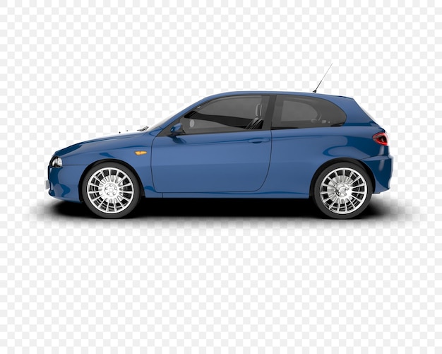 Hatchback-Auto isoliert auf durchsichtigem Hintergrund 3D-Rendering-Illustration