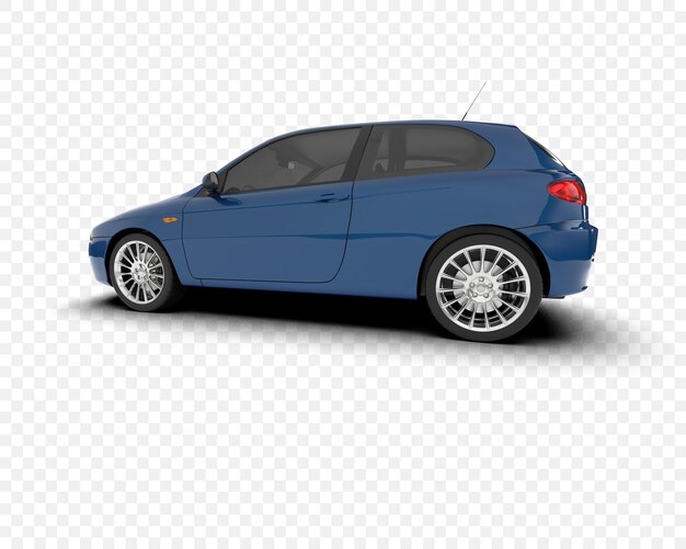 Hatchback-Auto isoliert auf durchsichtigem Hintergrund 3D-Rendering-Illustration