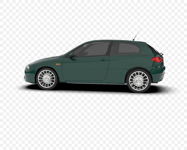 Hatchback-Auto isoliert auf durchsichtigem Hintergrund 3D-Rendering-Illustration