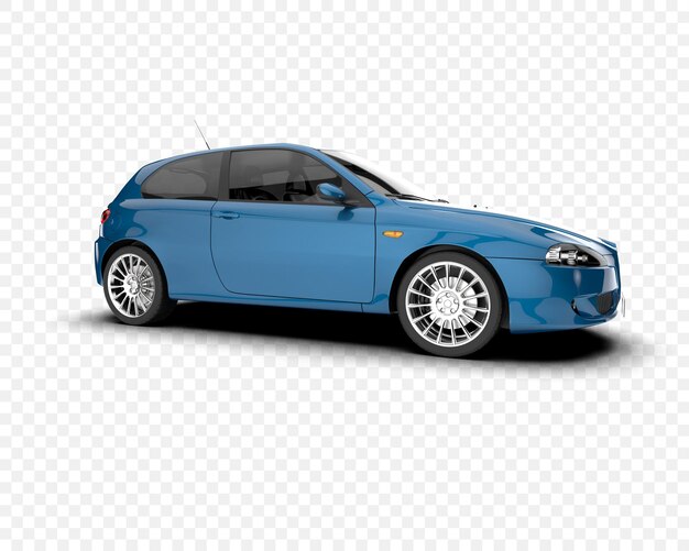 Hatchback-Auto isoliert auf durchsichtigem Hintergrund 3D-Rendering-Illustration