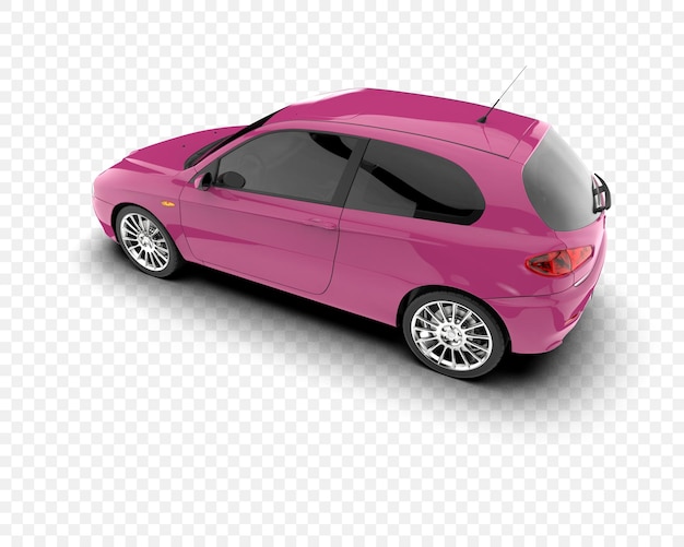 Hatchback-Auto isoliert auf durchsichtigem Hintergrund 3D-Rendering-Illustration