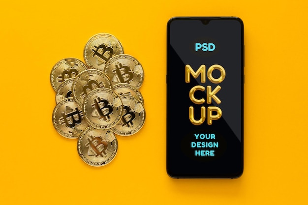 Haufenweise Bitcoins und Handy-Modell