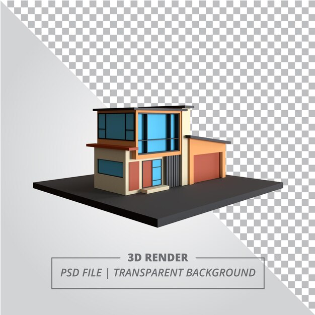 PSD haus mit garage 3d render isolierte bilder