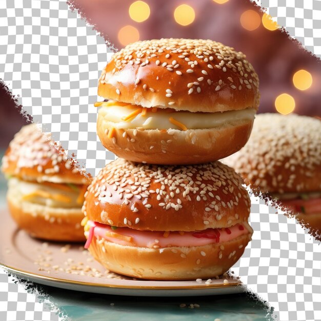 PSD hausgemachte burgerbrötchen mit einem durchsichtigen vintage-hintergrund