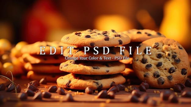 PSD hausgemachte mehllose glutenfreie erdnussbutter- und schokoladenchips-kekse